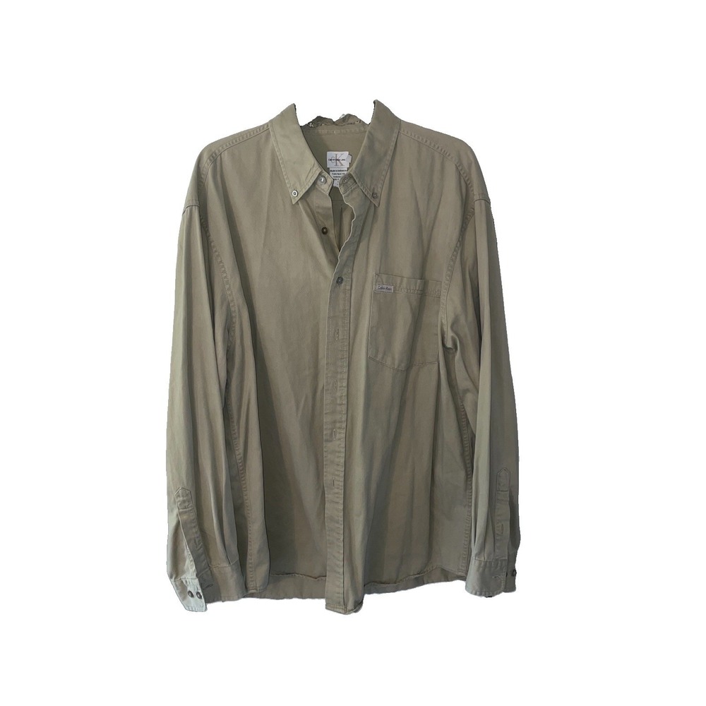 Vintage Y2K Calvin Klein Jeans Khakis Button Down Shirt Size L